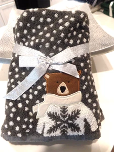 WEIHNACHTEN URLAUB, HANDTUCH SET, BEEKMAN, NAGELNEU MIT ETIKETT, BÄR DESIGN, GRAU - Bild 1 von 11