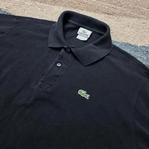 Lacoste Polo Shirt Men Sz 6 Black Short Sleeve Cotton Classic Made In Peru - Picture 1 of 7