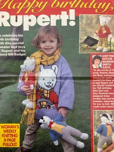 Alan Dart Knitting Pattern Rupert Bear & Bill Badger Toys & Sweater - Picture 1 of 3