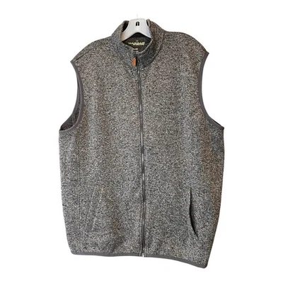 Haggar In Motion Fleece Vest Men’s XL  Heather Gray Full Zip Mock Neck - Image 1 of 4