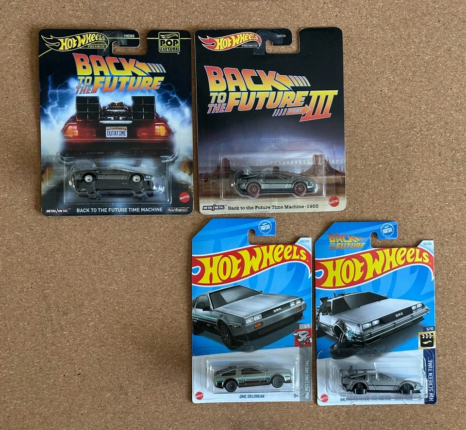 Lot of 4 -Hot Wheels BTTF Bundle Back to the Future Time Machine DMC DeLorean  - Image 1 of 1