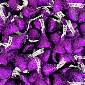 HERSHEY'S KISSES SPECIAL DARK Chocolate Candy, Purple Wrapping, Bulk Bag 2 Pound - Picture 1 of 5