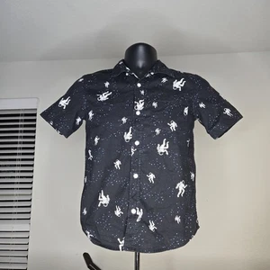 Old Navy Boys Size L 10-12 Button Down Short Sleeve Space Galaxy NASA - Picture 1 of 6
