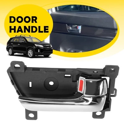 Front/Rear Right Interior Door Handle Fit 2011-2015 Kia Sorento Black+Chrome EXR - Image 1 of 4