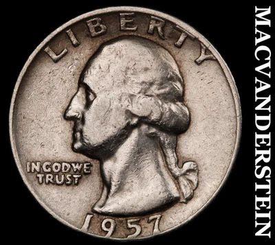 1957-D Silver Washington Quarter - Scarce  Better Date  No Reserve  #F9426 - Image 1 of 2