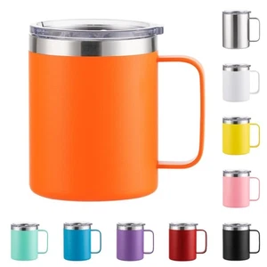 12/14 Unzen Edelstahl Wasserflasche mit Deckel und Griff Doppelschicht Kaffeebecher - Bild 1 von 36