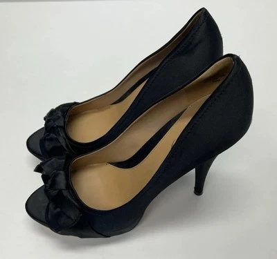 Boutique 9 Shoes Black Satin Heels 5.25” Women’s Size 10 Dressy Holiday Wedding - Image 1 of 4