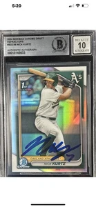 2024 Bowman Chrome Refractor Nick Kurtz #BDC-56 BAS Autograph Grade 10 RC - Picture 1 of 2