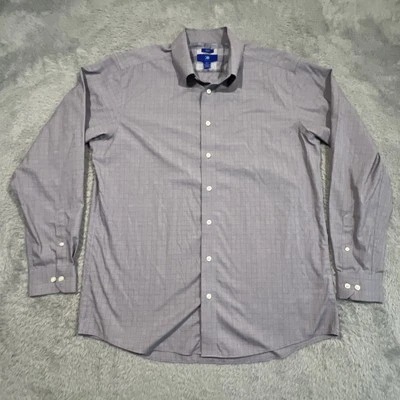 Egara Dress Shirt Men's XLT Slim Purple Plaid Check Micro Stripe Business City - Image 1 of 4