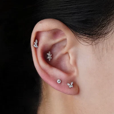 Титан 16G мини бабочка CZ лабрет Tragus раковина спираль Stus нос пирсинг тела - Изображение 1 из 4