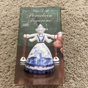 Delft Blue Holland Vintage Porcelain Milk Maiden Hand Painted Figurine Dutch - Picture 1 of 5