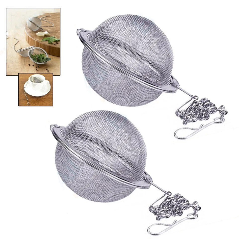 Coladores de bolas de té de malla de acero inoxidable de 2 piezas filtros infusores de colador fino de té Foto 1 de 1