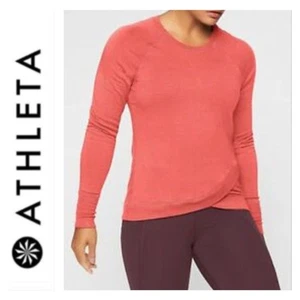 Athleta Serenity Criss Cross Pullover Sweater Sweatshirt Modal Koralle Rosa Tulpe  - Bild 1 von 12