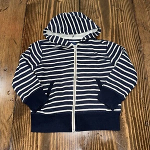 Buckets Of Awesome Boys Size 4/5 Full Zip Hoodie - Navy Blue/ White Stripes - Picture 1 of 9