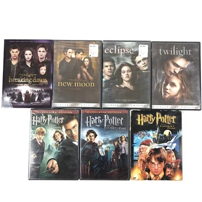 Harry Potter And The Twilight Saga 7 Movies DVD Lot Widescreen New Moon Eclipse - Image 1 of 4