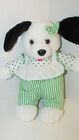 black white green white dots striped fabric outfit puppy dog plush Needs repair
