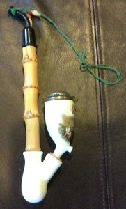 Tazón de porcelana y pipa de madera Fox Hunt Checoslovaquia - Imagen 1 de 11