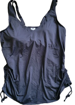 Top de natación Lands End para mujer 22W cuello en V NEGRO liso ajustable acolchado elástico S37 Foto 1 de 4