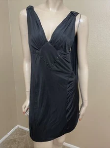 Women’s Black Polyester Cocktail Party Beaded Straps Plume Size M Dress Sundress - Picture 1 of 12