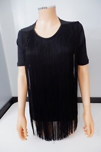 Stella McCartney Black T Shirt Tassel Top Size 38 Uk 10 Vgc Womens  Short Sleeve