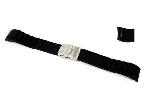 Cinturino gomma orologio deployante nero ansa curva 20mm compatibile nautica sil