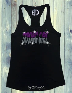 Strong Girl Bling Racerback Tank Top Crossfit Sports Gym Training shirt - Picture 1 of 5