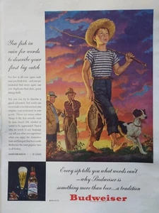 Anuncio impreso Budweiser 1946 vintage. cada sorbo te dice lo que las palabras no pueden - Imagen 1 de 1