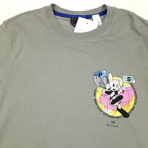 $95 Paul Smith Slim Fit Gray Short Sleeve Graphic Rabbit T-Shirt Mens Size Small - Picture 1 of 8