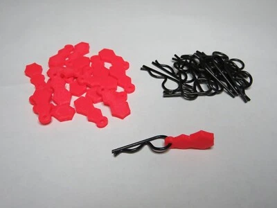 RC body clips and pulls , Rc car parts red w black pins , rc parts 40pc - Image 1 of 4