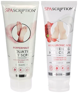 SPAscriptions Foot Care 2pc SET - Softening Heel Cream & Exfolianting Foot Scrub - Picture 1 of 5