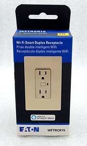 NEW EATON WFTRCR15 WIFI SMART RECEPTICLE OUTLET 15A 125V LIGHT ALMOND - Picture 1 of 6