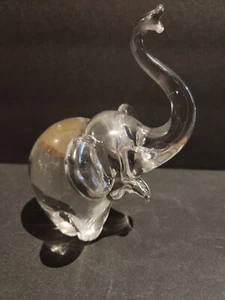 MCM VTG FM Konstglas Ronneby Sweden Glass Elephant Figurine Paperweight Trunk Up - Picture 1 of 6