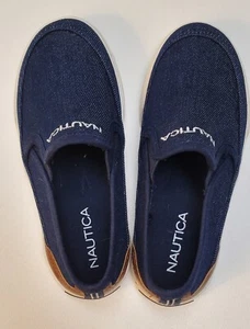 NAUTICA bestickte Jungen Slipper marineblau Canvas Schuhe Halbschuhe (Jugendgröße US 12)  - Bild 1 von 10