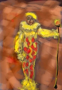 Rot-gelber Harlekin - signierter, nummerierter, limitierter Druck - Bild 1 von 9