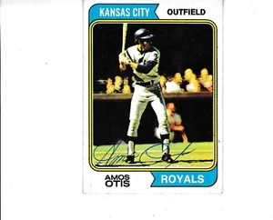 1974 TOPPS BASEBALL #65 Amos Otis Kansas City Royals Signed Autograph - Picture 1 of 1