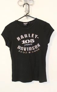 Harley Davidson Women's Bling T-shirt 105 Years Anniversary 100% Cotton Medium - Picture 1 of 4