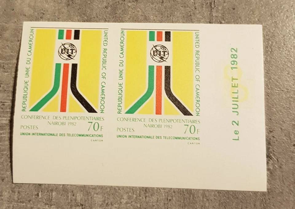 CAMERÚN -TELECOMUNICACIONES-1982 - CONFERENCIA NAIROBI EN PAR IMPERF MNH Foto 1 de 1