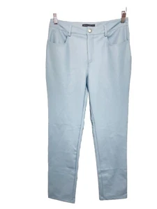 Boston Proper Womens Faux Leather 5 Pocket Zipper Pants Light Blue Size 10 - Picture 1 of 5