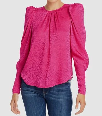 NWT $594 Ronny Kobo Women Pink Burnout Puff Long-Sleeve Casual Top Blouse Size L - Image 1 of 2