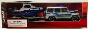 2019 Majorette Trailer Mercedes Benz AMG G63 Police with Police Boat & Trailer - Picture 1 of 4