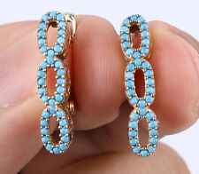 TURKISH SIMULATED TURQUOISE .925 SILVER & BRONZE EARRINGS #15245