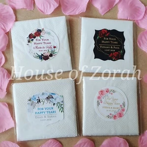 Personalised "For Your Happy Tears" tissue napkin packets wedding favours - Picture 1 of 6