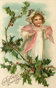 AK Weihnachten kleines Mädchen Nachthemd Heilig Deutschland Made um 1910 - Bild 1 von 2