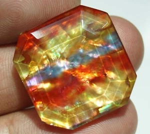 36.50 Ct Natural Ammolite Square Opal -Like Organic Doublet Rare Loose Gemstone - Picture 1 of 6