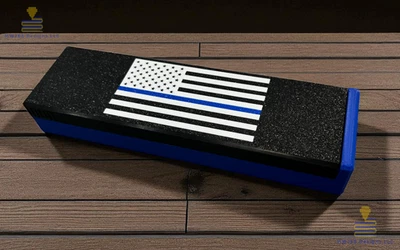 Thin Blue Line American Flag Logo Sliding Ammo Storage Box Case-Handgun Calibers - Image 1 of 4
