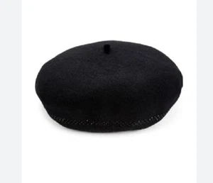 Boina de lana negra Calvin Klein sombrero logotipo CK pedrería boina para mujer negra talla única - Imagen 1 de 5