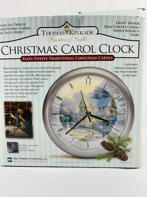 The Night Before Christmas Carols Clock Thomas Kinkade Painter of Light 12 Songs - Image 1 of 4