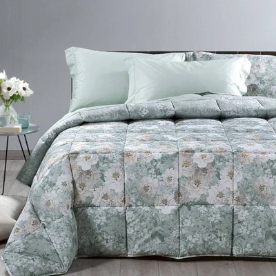 Trapunta Calda Matrimoniale in cotone CALEFFI Kioto floreale anice - Immagine 1 di 4