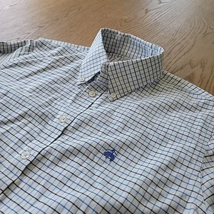 Brooks Brothers Shirt Men Medium Milano Fit Blue Black White Check Shirt NonIron - Picture 1 of 9
