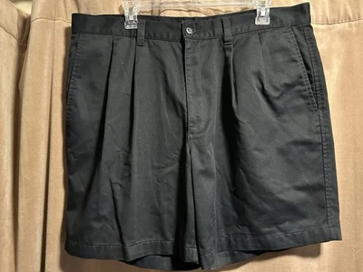 Pantalones Cortos DOCKERS Para Hombre 38 Negros Plisados Bolsillos Cortados Bermudas Preppy Foto 1 de 4